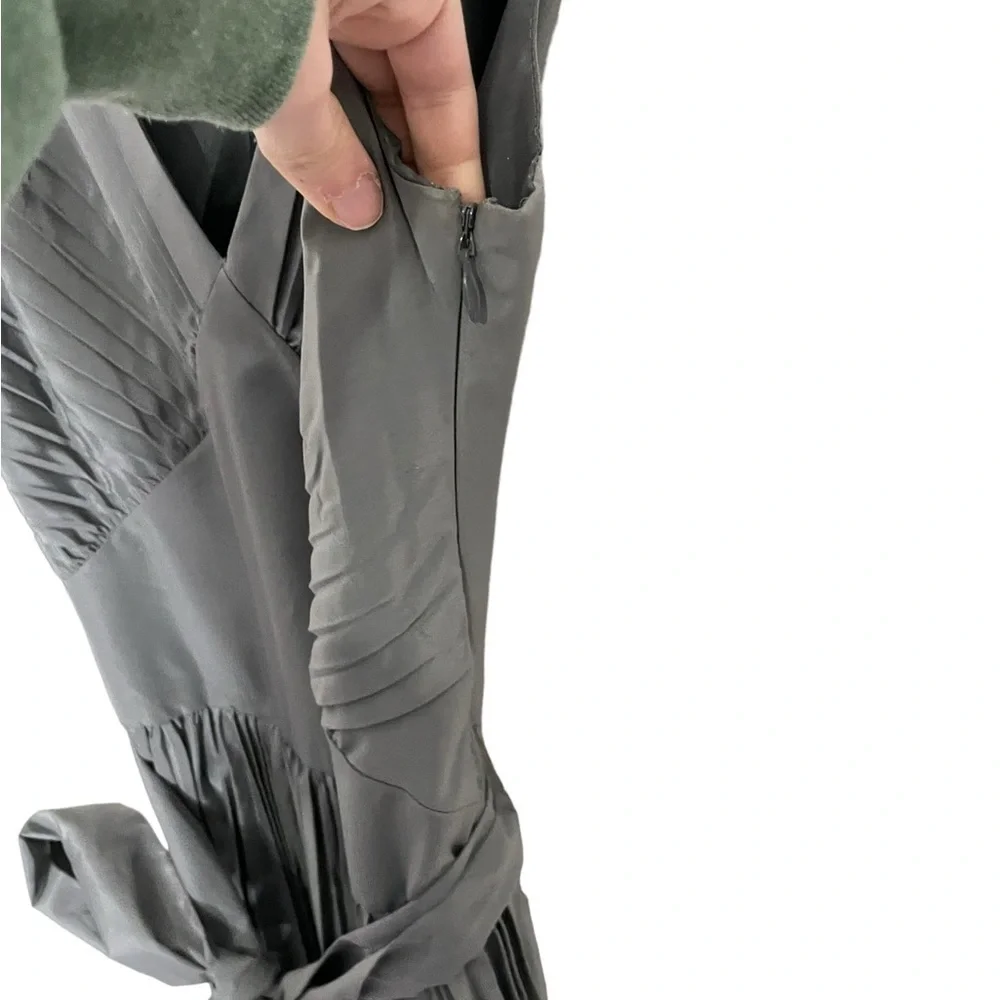 Banana Republic Gray Accordion Knife Pleat Formal Bridesmaid Dress Silk 4